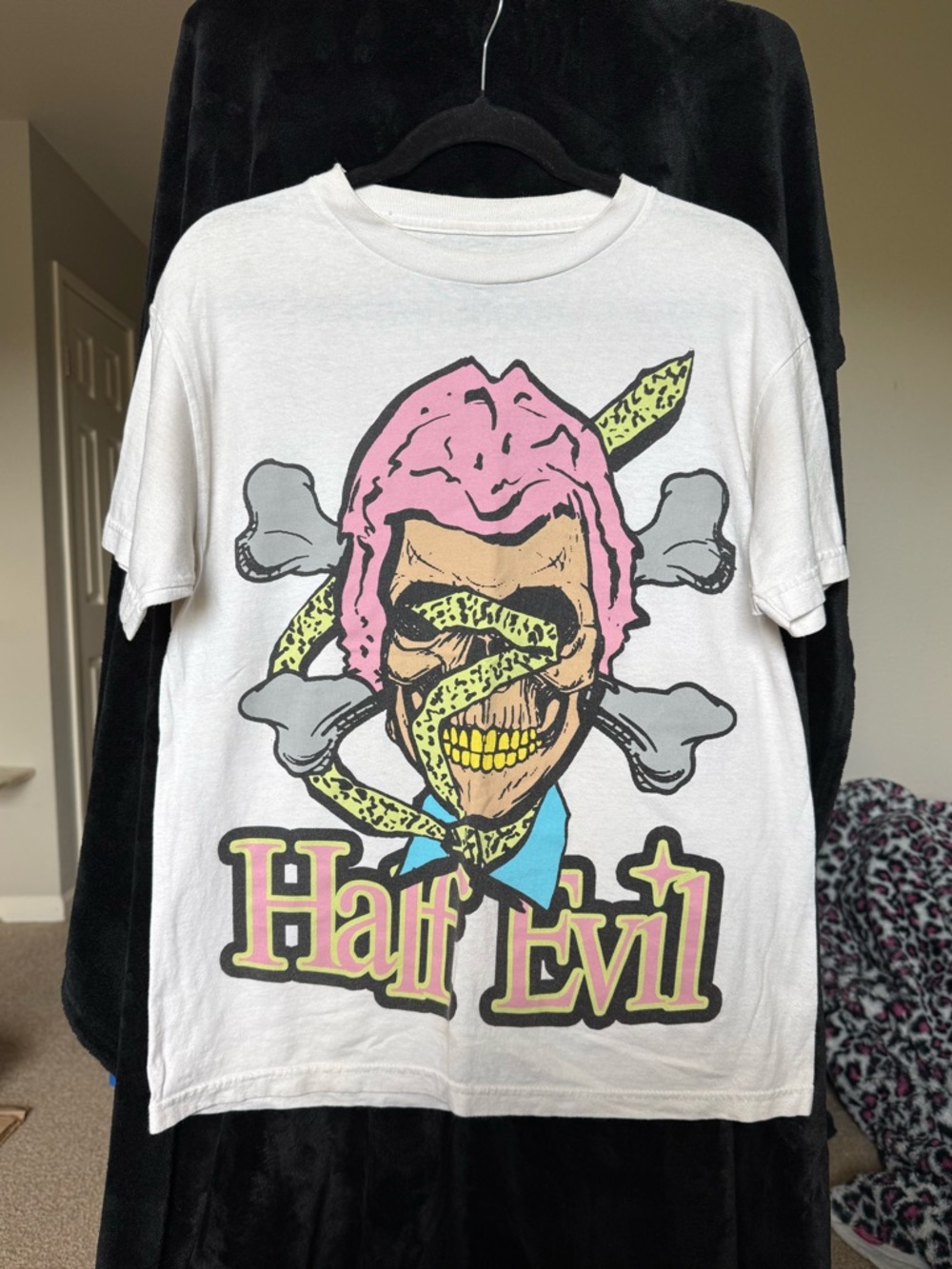 Half Evil Graphic Tee Skull Streetwear Rare Shirt